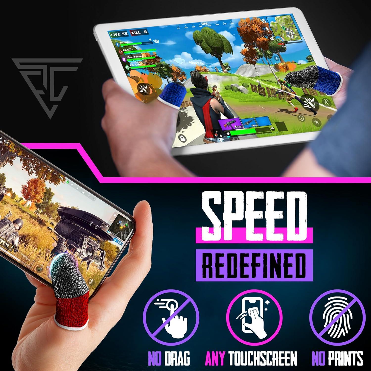 Empire Finger Sleeves for Gaming - Pack of 24 Anti Sweat, Anti Dryness, Breathable & Sensitive Finger Gloves - Silver Fibber Thumb Sleeves Gaming Mobile (Multi-Colour)