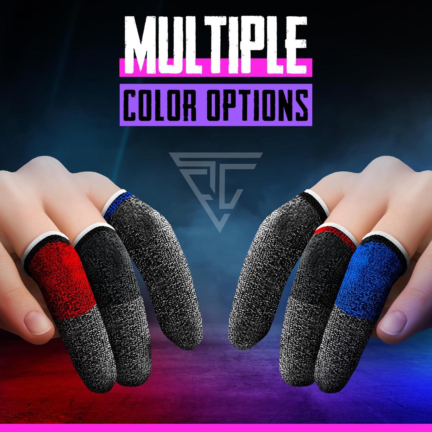Empire Finger Sleeves for Gaming - Pack of 24 Anti Sweat, Anti Dryness, Breathable & Sensitive Finger Gloves - Silver Fibber Thumb Sleeves Gaming Mobile (Multi-Colour)