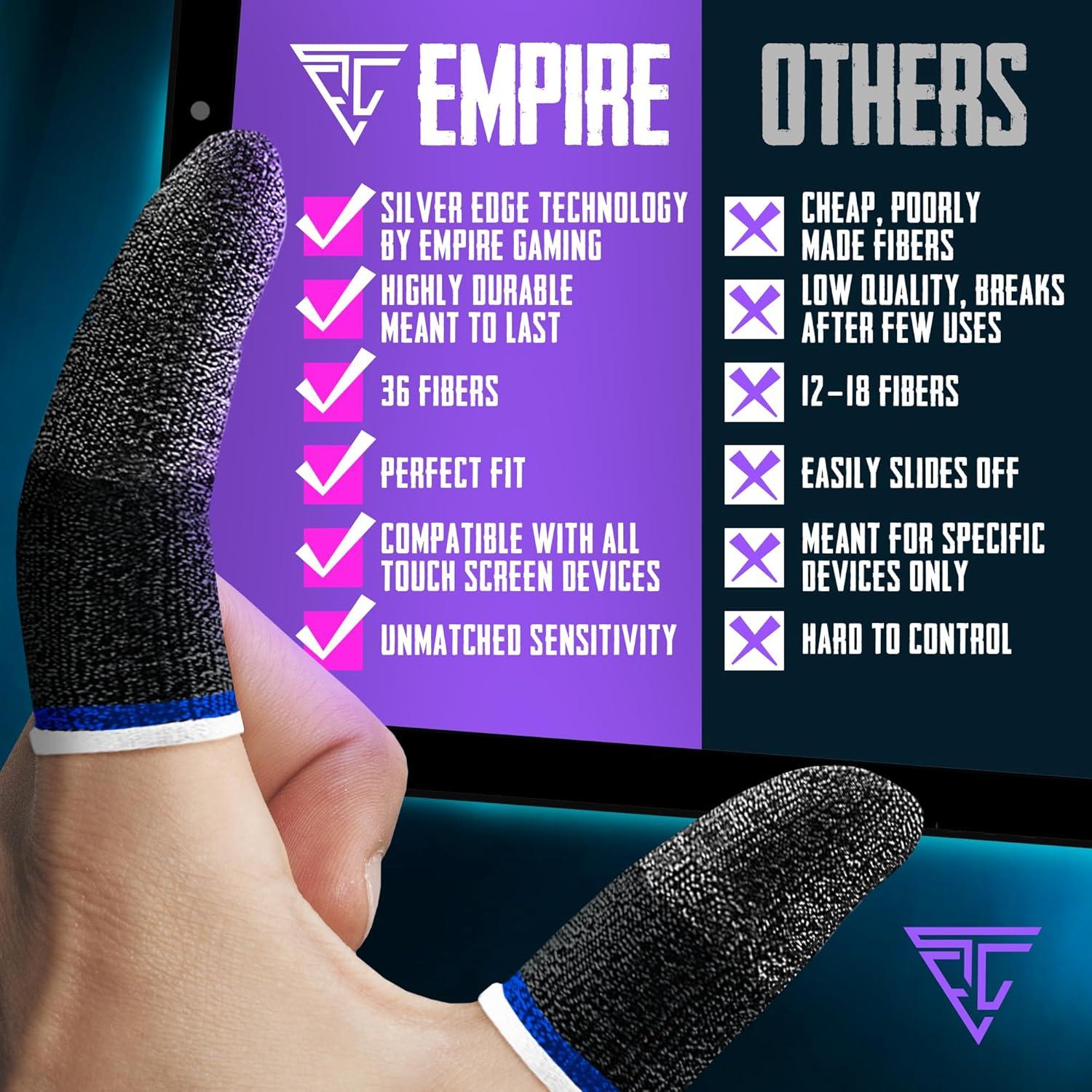 Empire Finger Sleeves for Gaming - Pack of 24 Anti Sweat, Anti Dryness, Breathable & Sensitive Finger Gloves - Silver Fibber Thumb Sleeves Gaming Mobile (Multi-Colour)