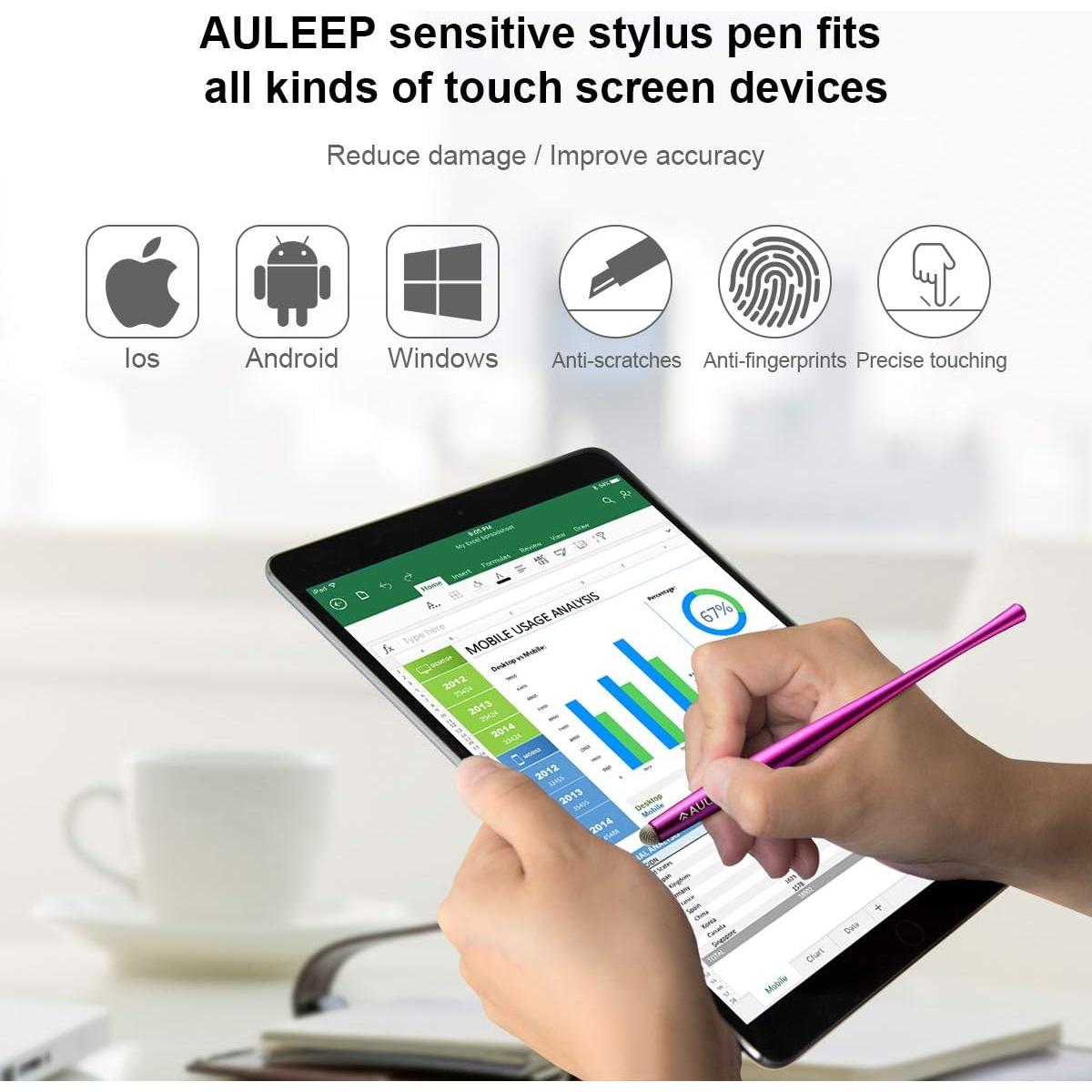 Lápiz Stylus AULEEP para Pantalla Táctil - 4 Colores, 6 Puntas