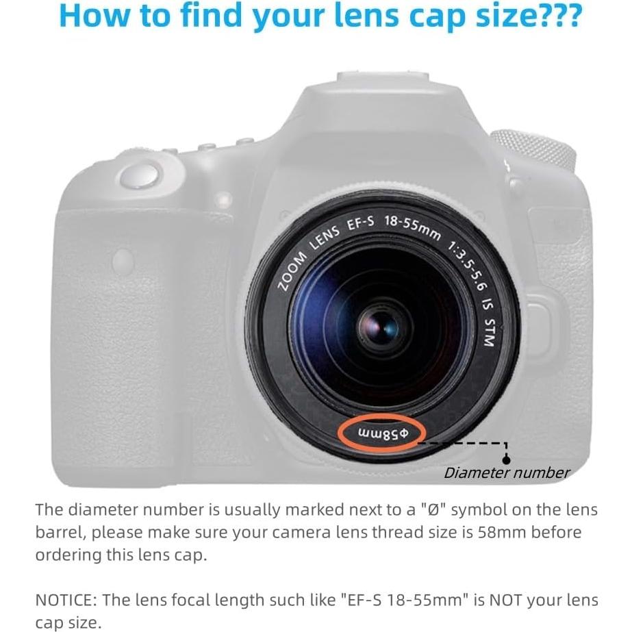 Paquete de 3 tapas de lente 58mm + correas Keabroir