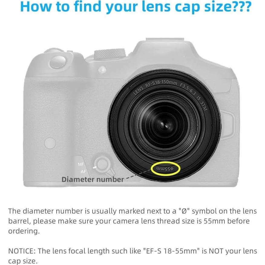 Paquete de 3 tapas de lente 55mm + soporte Keabroir