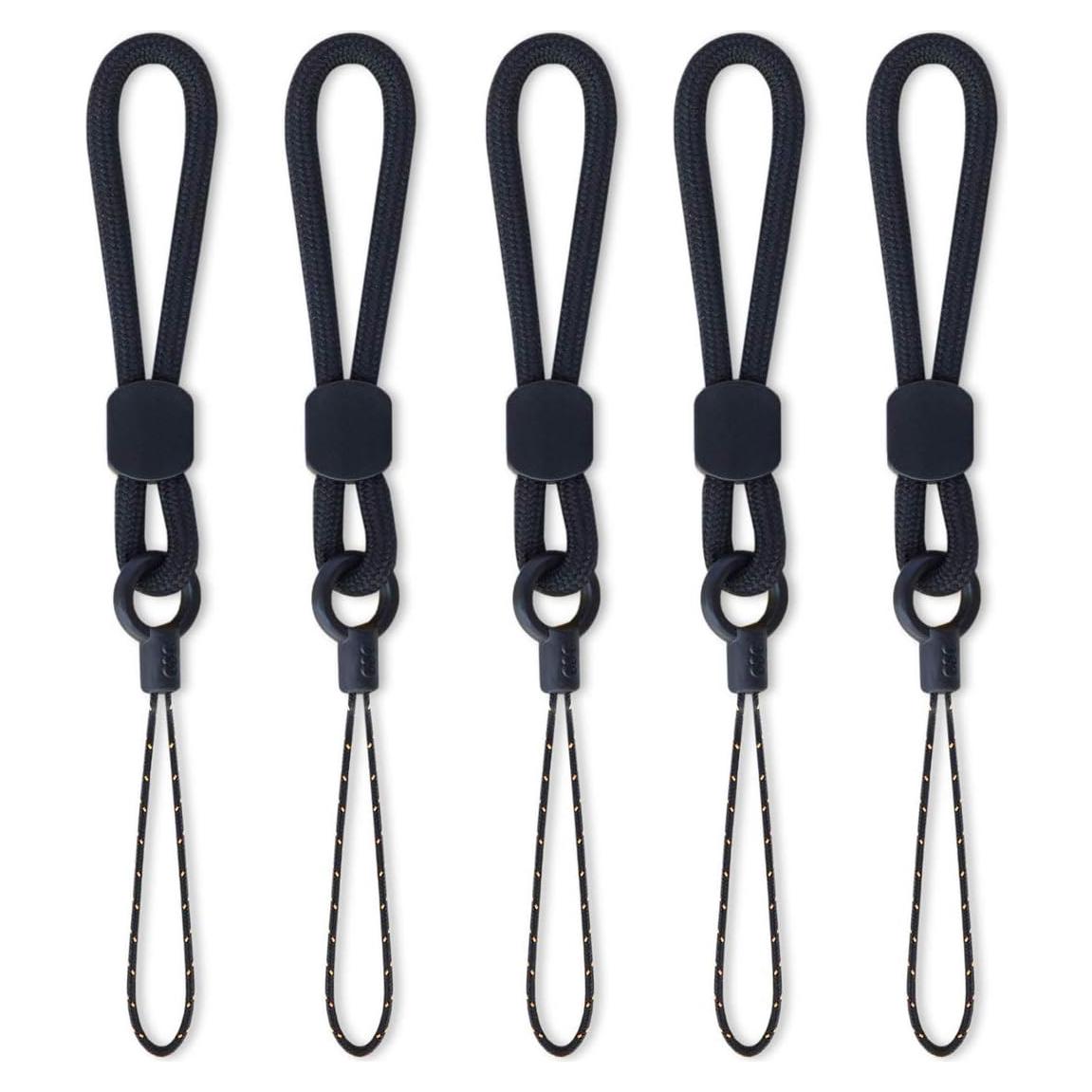 Cintas de Lanyard Negras YOUOWO con Anillo para Dedo - Paquete de 5