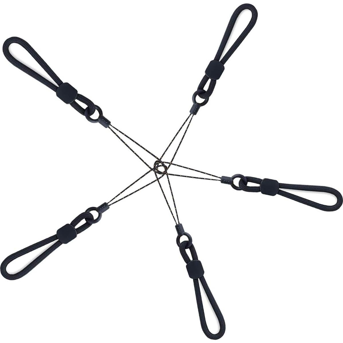 Cintas de Lanyard Negras YOUOWO con Anillo para Dedo - Paquete de 5