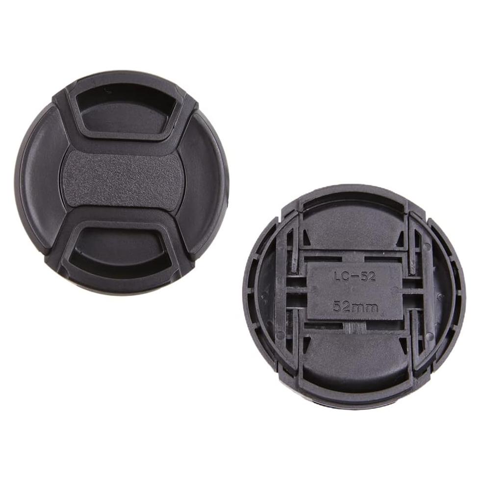 Foto&Tech 2 Pieces Center Pinch Snap-On Front Lens Cap Cover with Anti Lost String Compatible with Nikon, Sony, Fujifilm, Pentax, Panasonic, Olympus, Other DSLR Camera Lens (52mm)