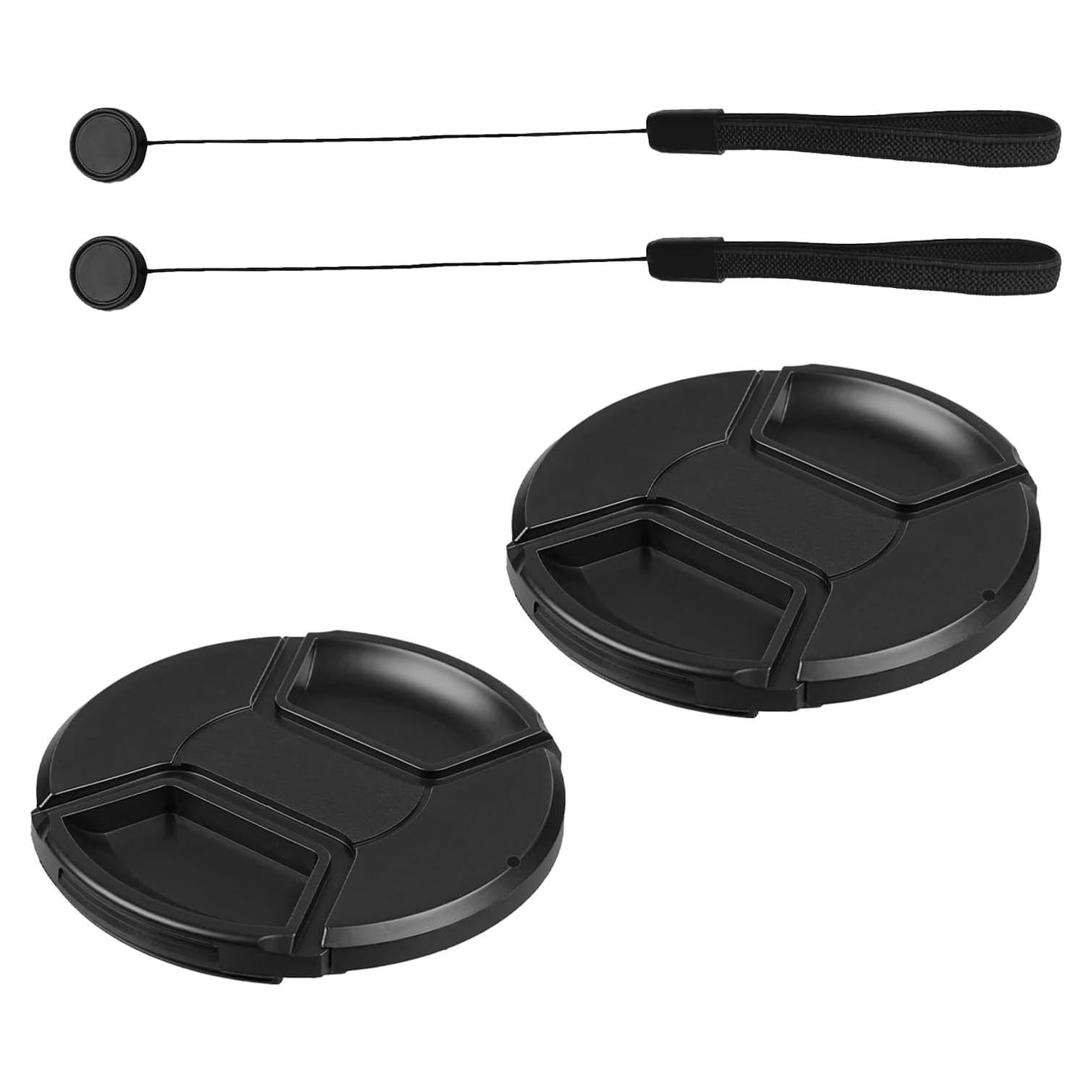 Paquete de 2 tapas de lente 62mm QQM con cuerdas de sujeción