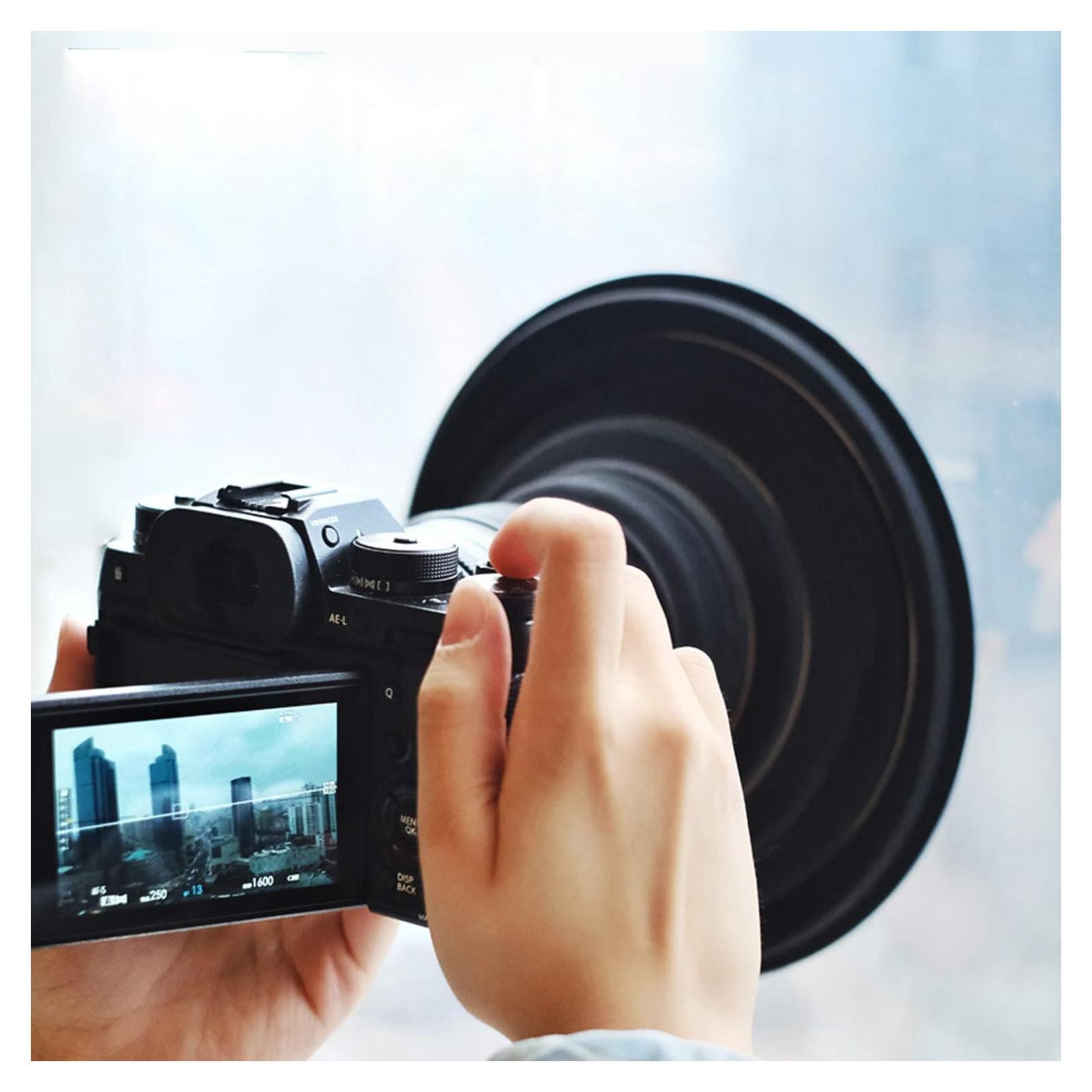 Capucha de lente de cámara STSEETOP 70-90mm colapsable