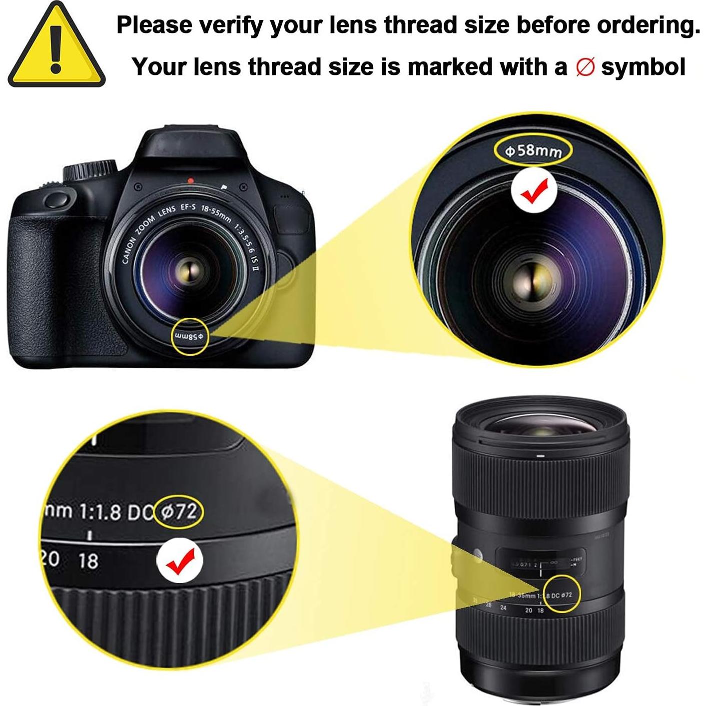 Capucha de lente de cámara STSEETOP 70-90mm colapsable