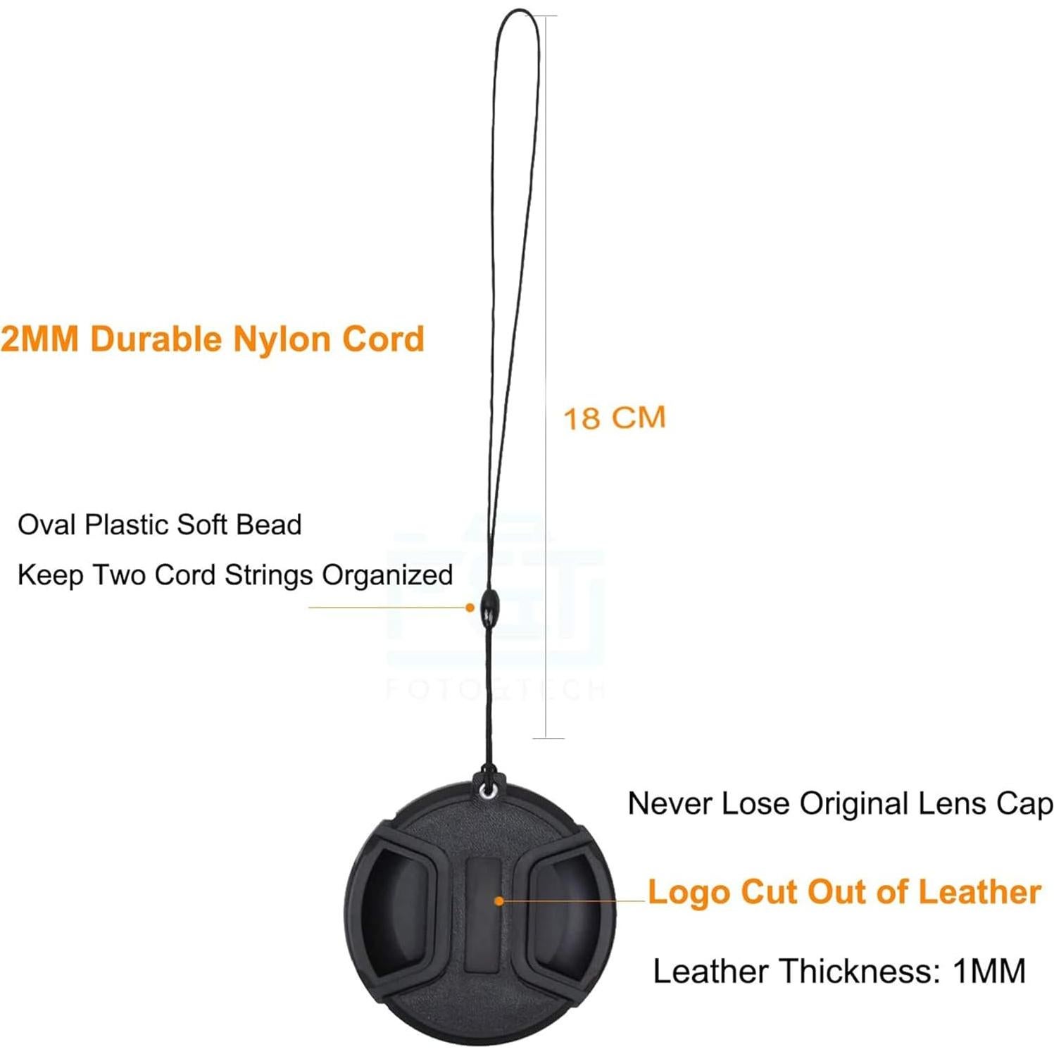 Tapa de Lente de Cuero Foto&Tech 58mm para Cámaras Nikon - 2 Pack