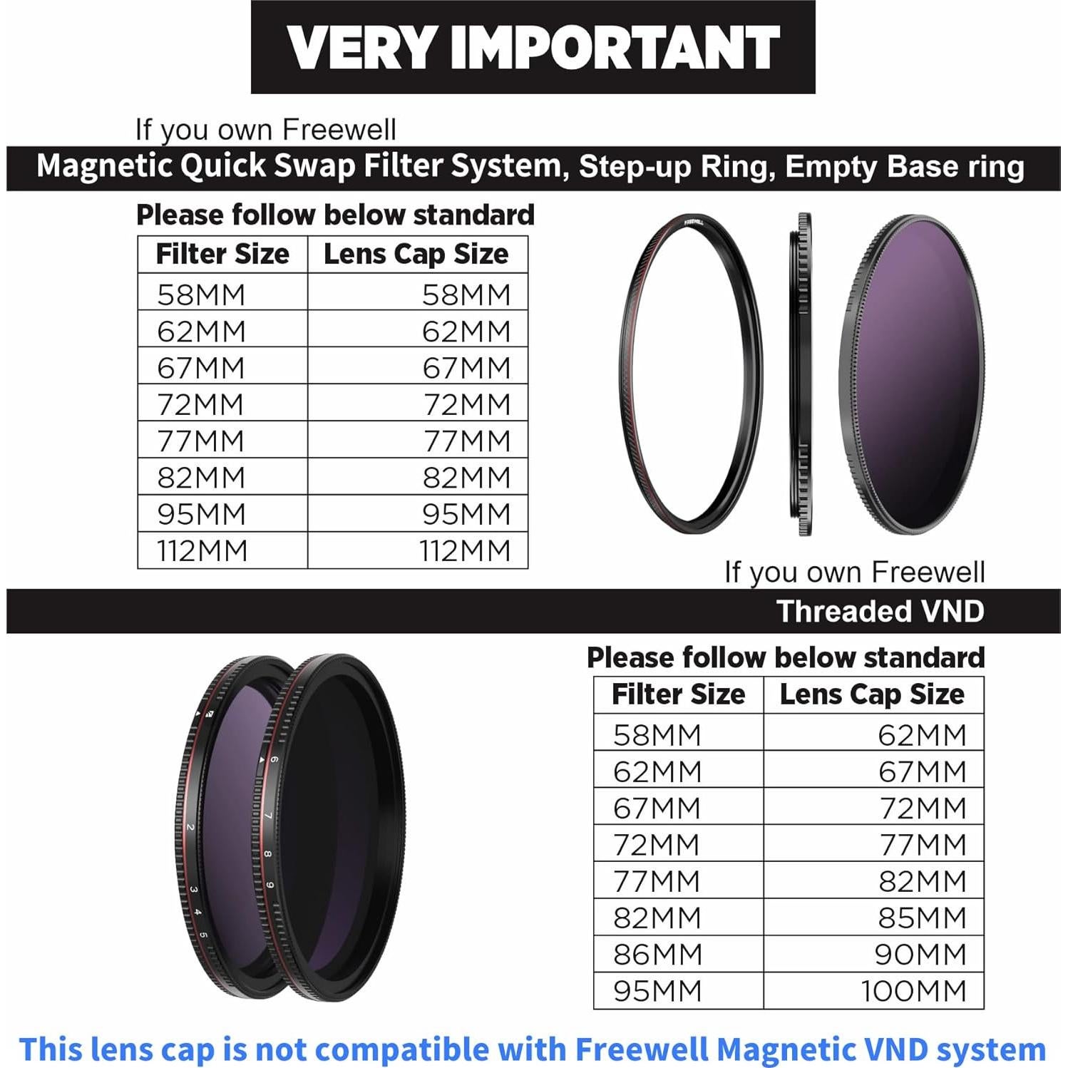 Tapa de Lente Magnética Freewell 82mm para Filtros