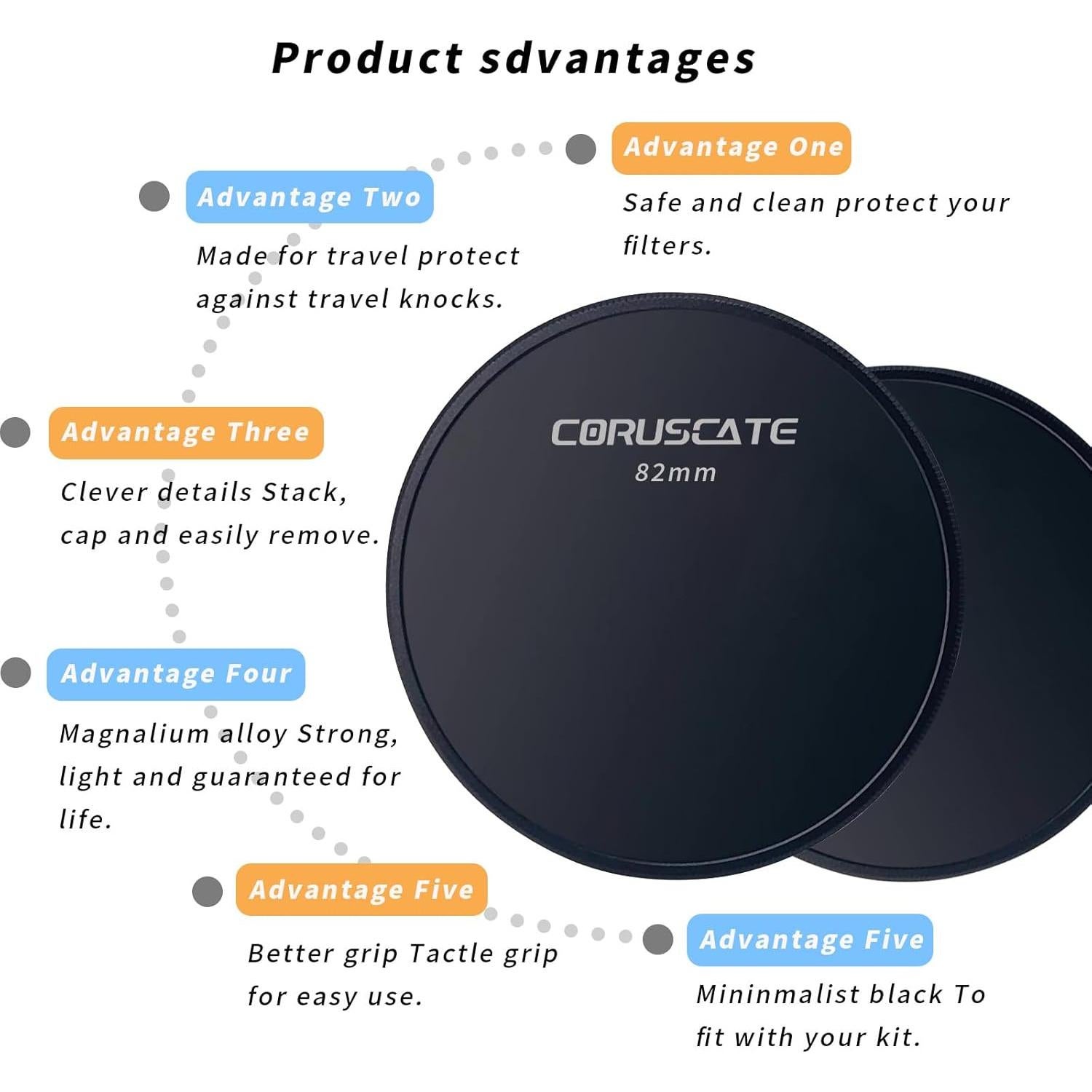 Tapa de Filtro de Lente de Metal Bojun 82mm + Paño de Limpieza