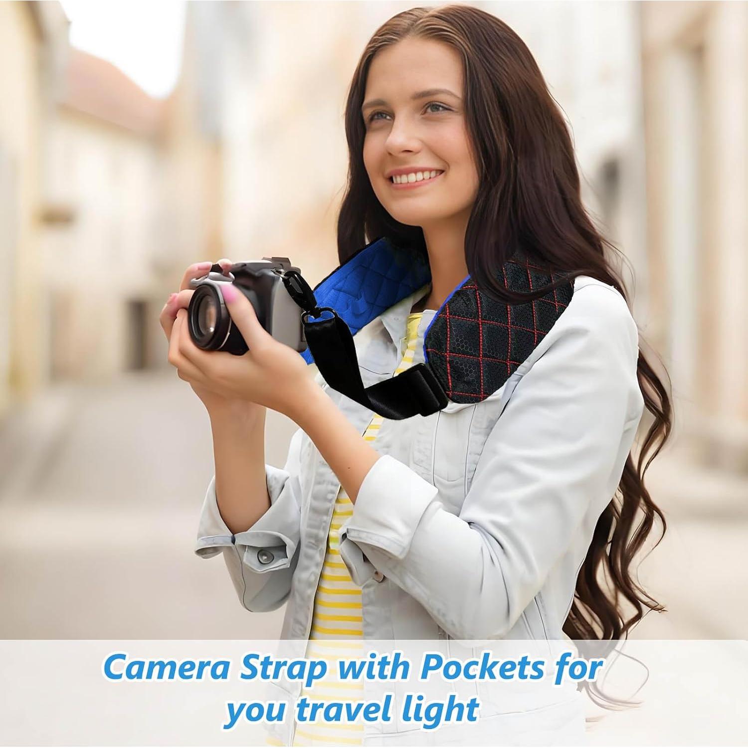 Correa de cámara LONPAI ajustable con acolchado y bolsillos