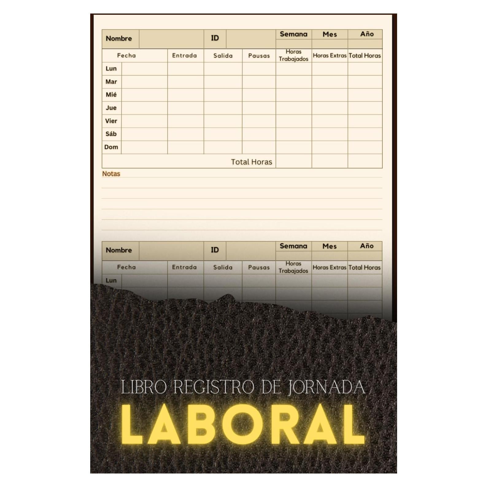 Libro Registro de Jornada Laboral Tapa Blanda 110 Páginas