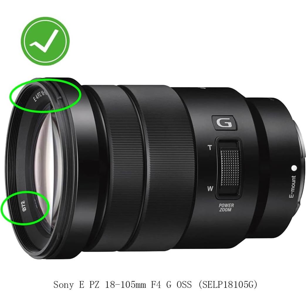 Cubierta de tapa de lente 72mm Huipuxiang para Sony E PZ 18-105mm