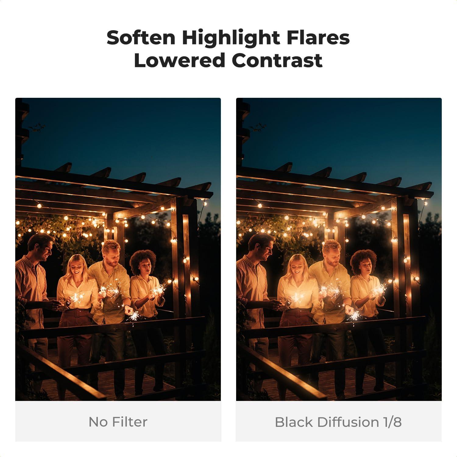 Filtro de Difusión Negra 1/8 K&F Concept 58mm para Fotografía