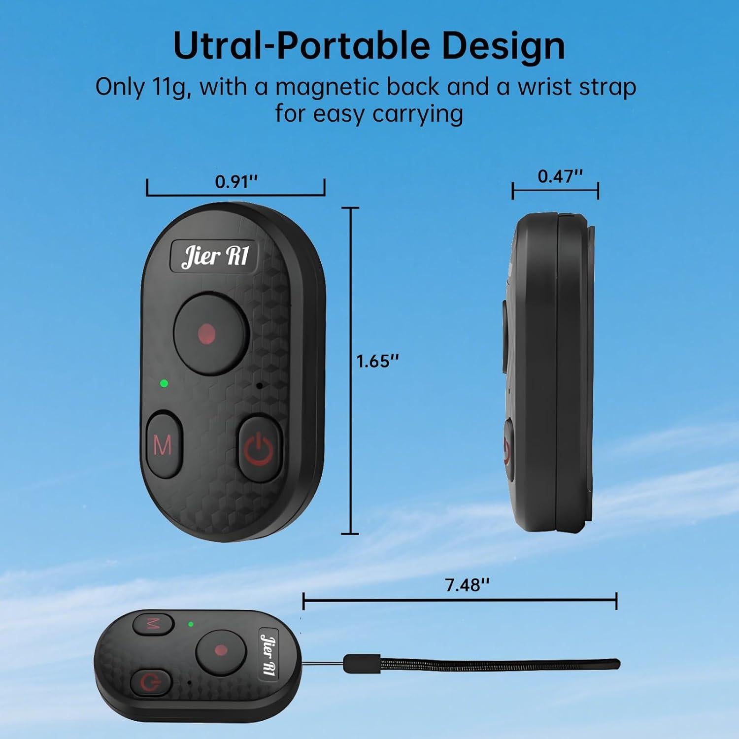 Control Remoto Bluetooth Jier R1 para Cámara y GoPro - 20m