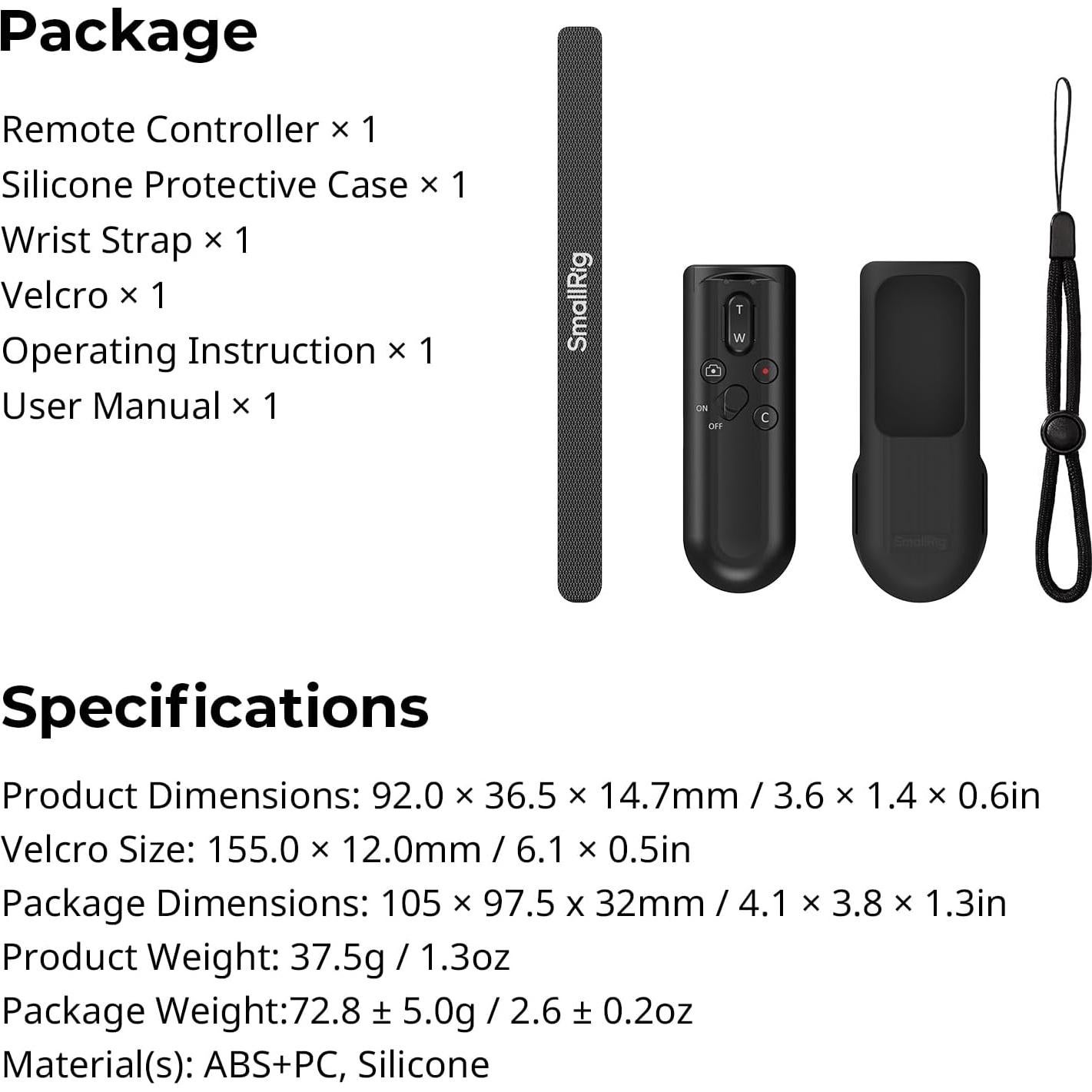 Control Remoto Inalámbrico SMALLRIG 5207 para Cámaras Sony Canon Nikon