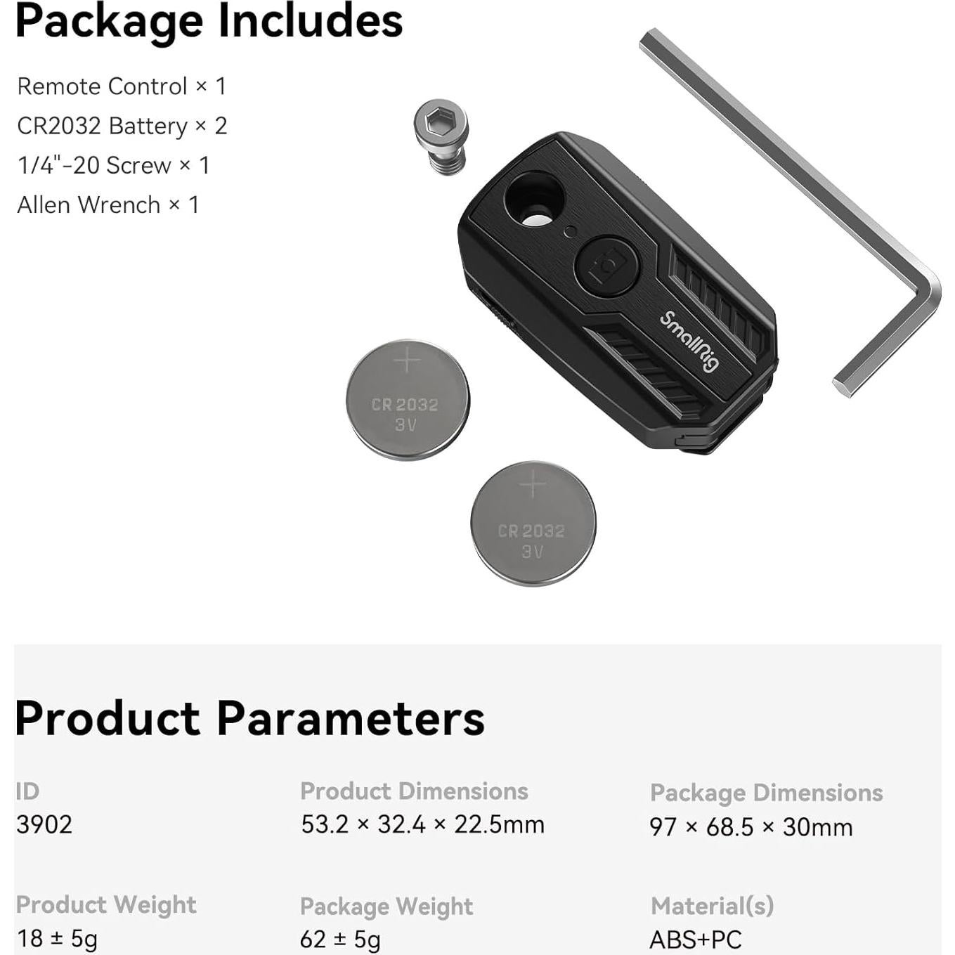 Control Remoto Inalámbrico SmallRig 3902 para Sony y Canon