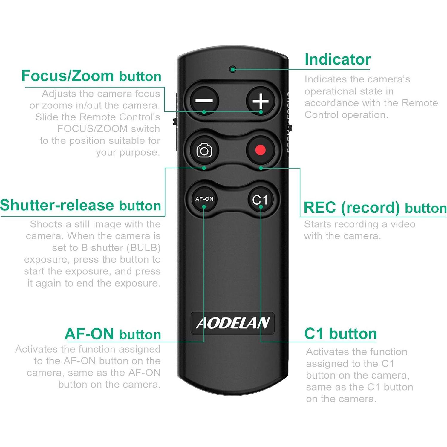 Control Remoto Inalámbrico AODELAN RMT-P1BTA para Cámaras Sony