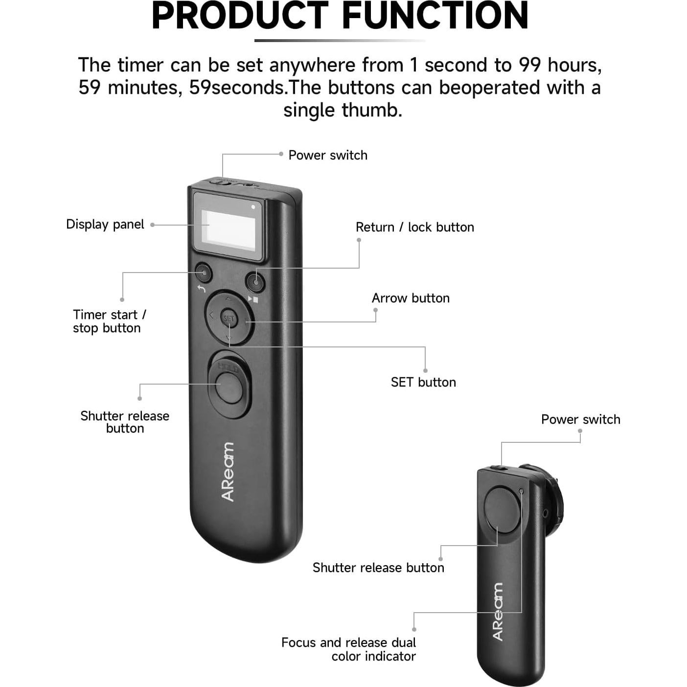 Disparador Remoto Inalámbrico Aream para Canon y Pentax