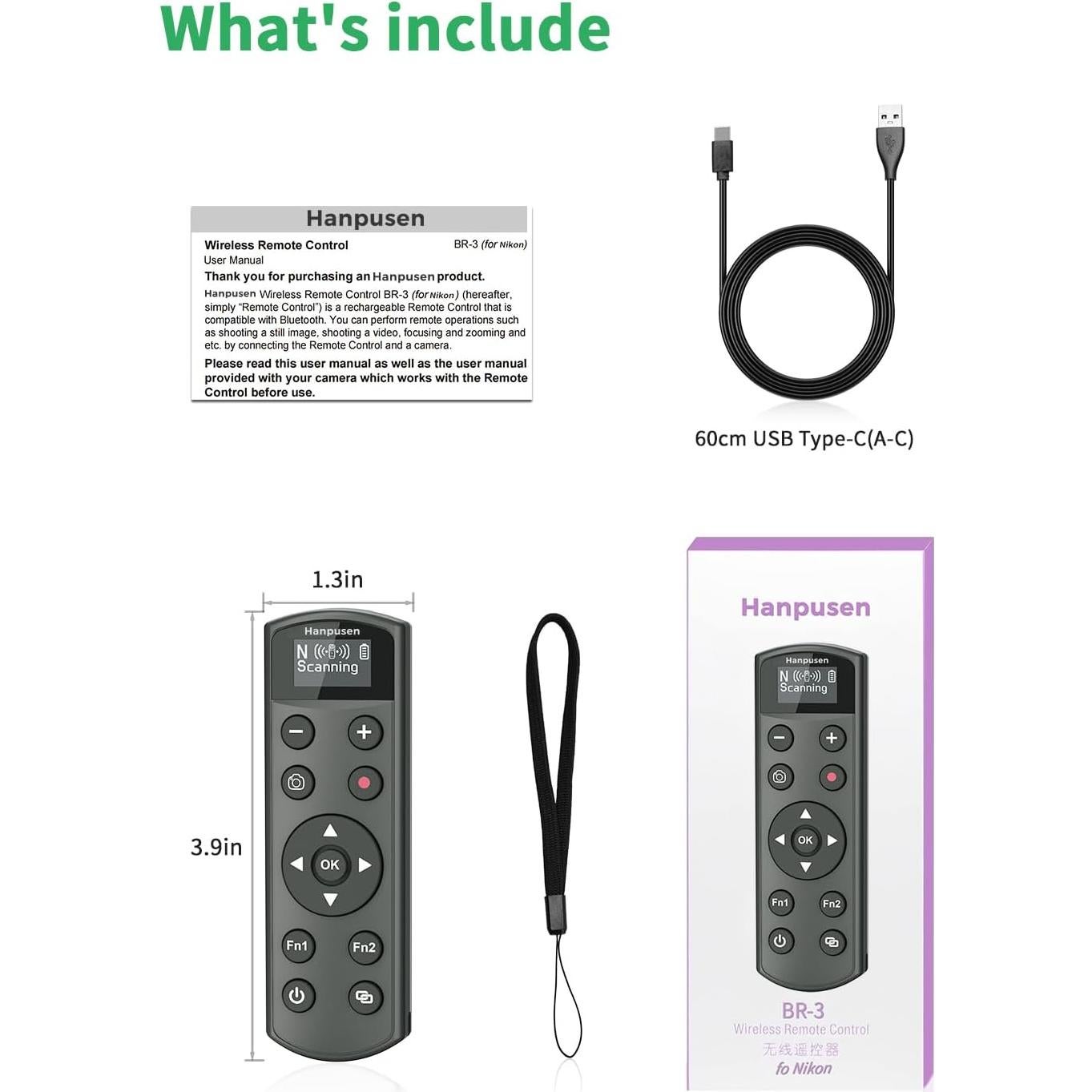 Control Remoto Inalámbrico Hanpusen para Cámara Nikon Z