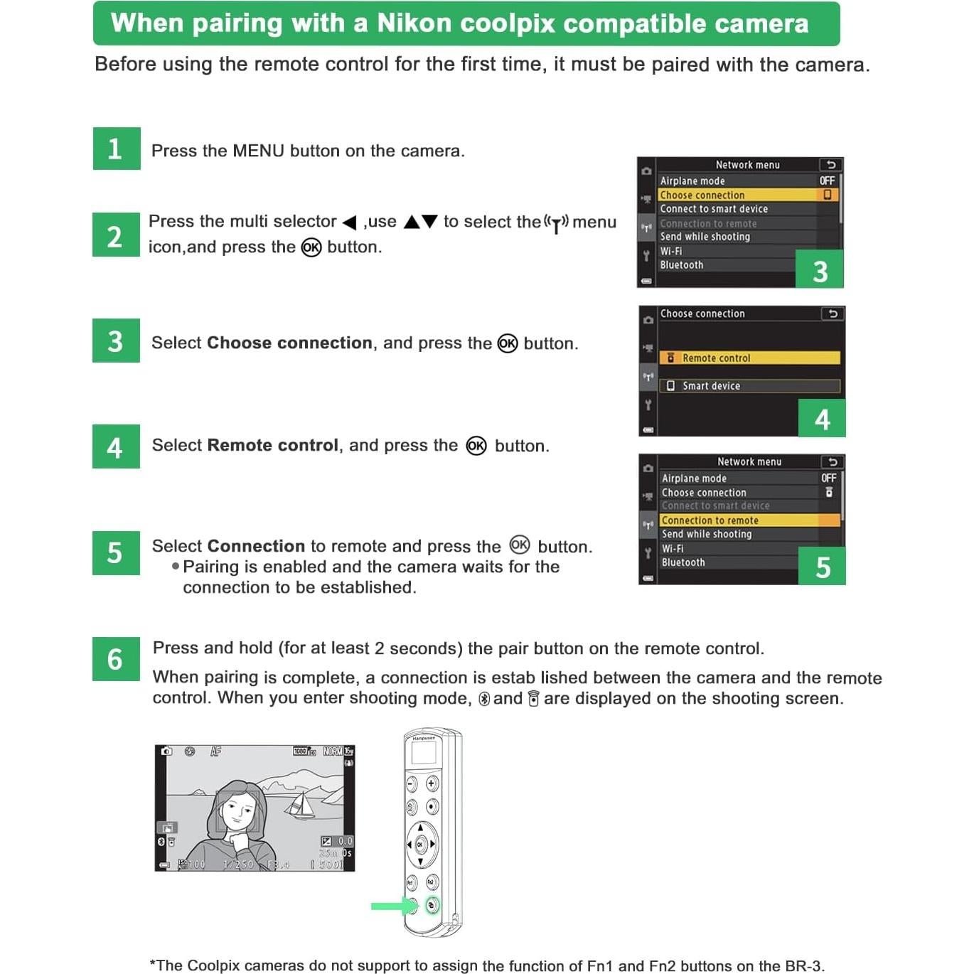 Control Remoto Inalámbrico Hanpusen para Cámara Nikon Z