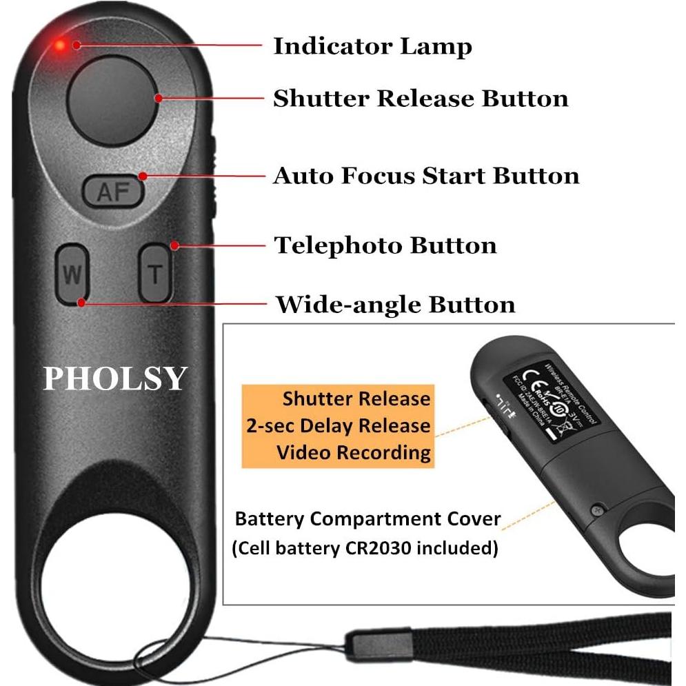 Control Remoto Inalámbrico PHOLSY BR-E1 para Cámaras Canon