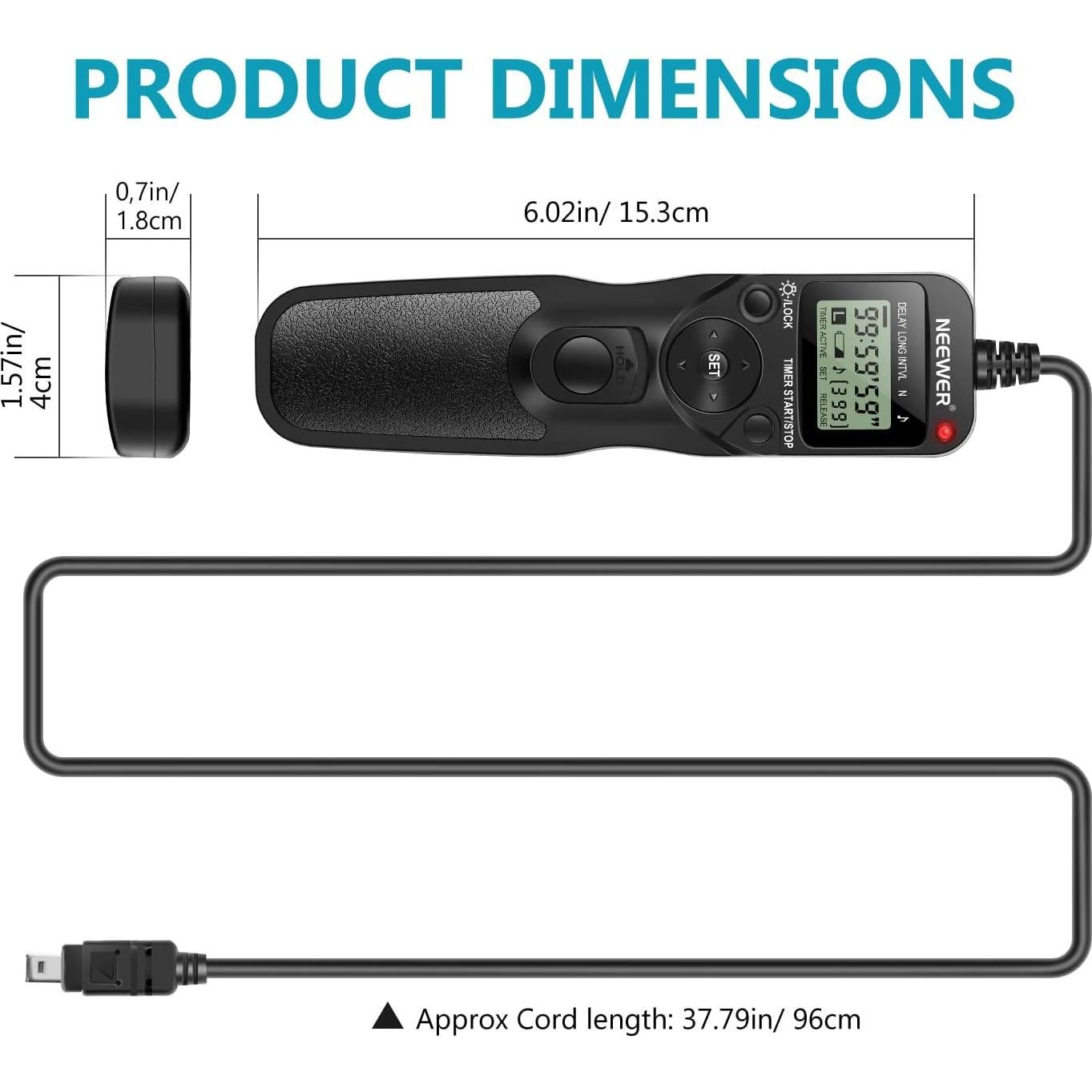 Disparador Remoto Digital Neewer para Nikon DSLR con Temporizador