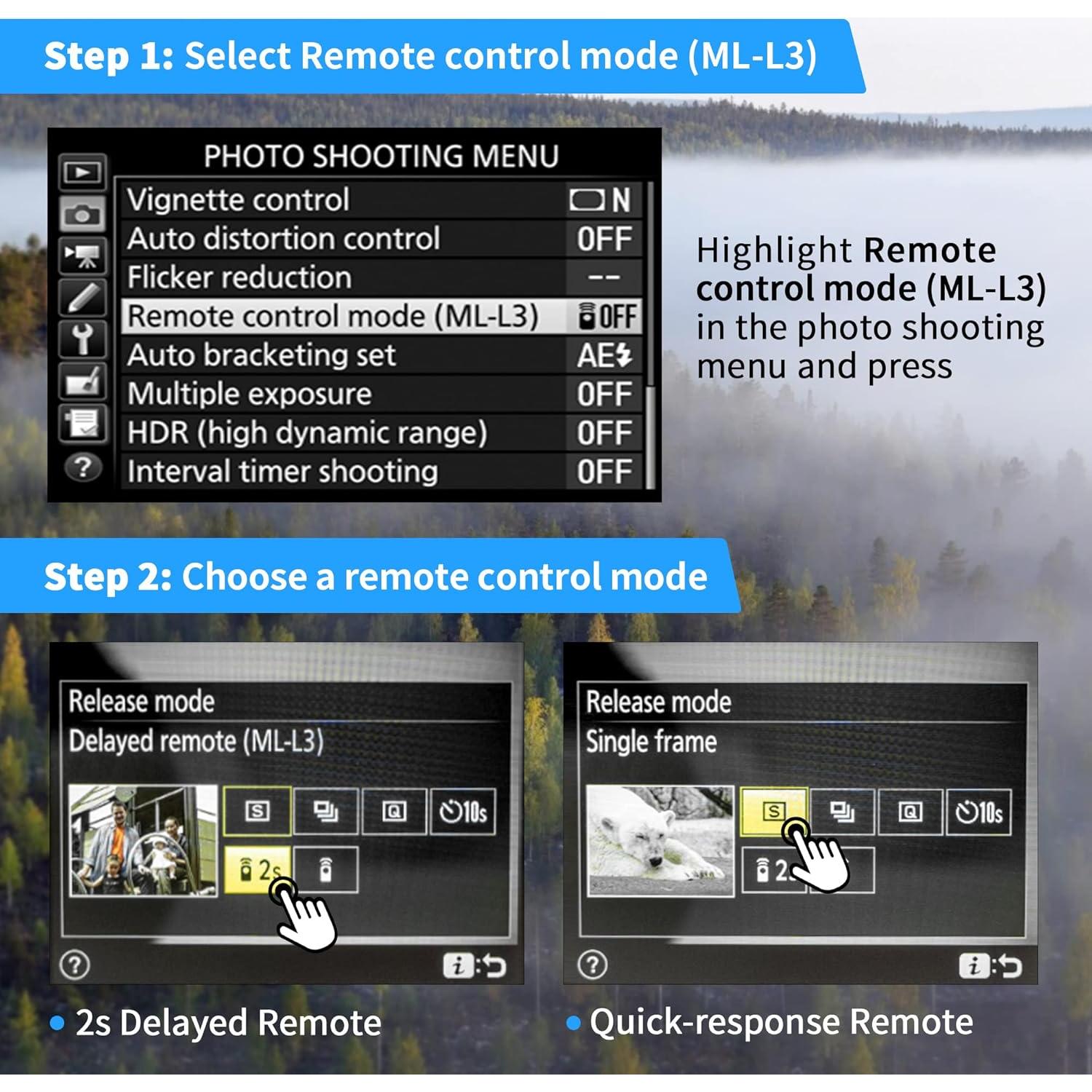 Control Remoto Infrarrojo JJC para Nikon D750 D610 D3400