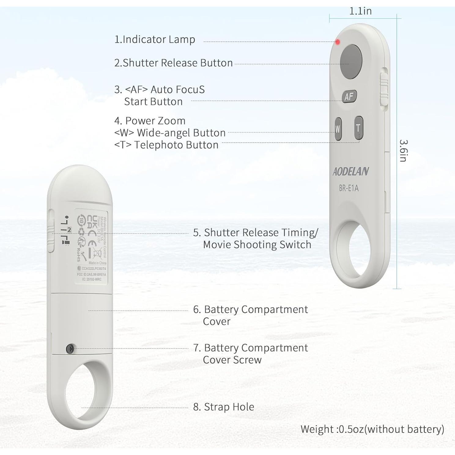 Control Remoto Inalámbrico AODELAN para Cámara Canon BR-E1A