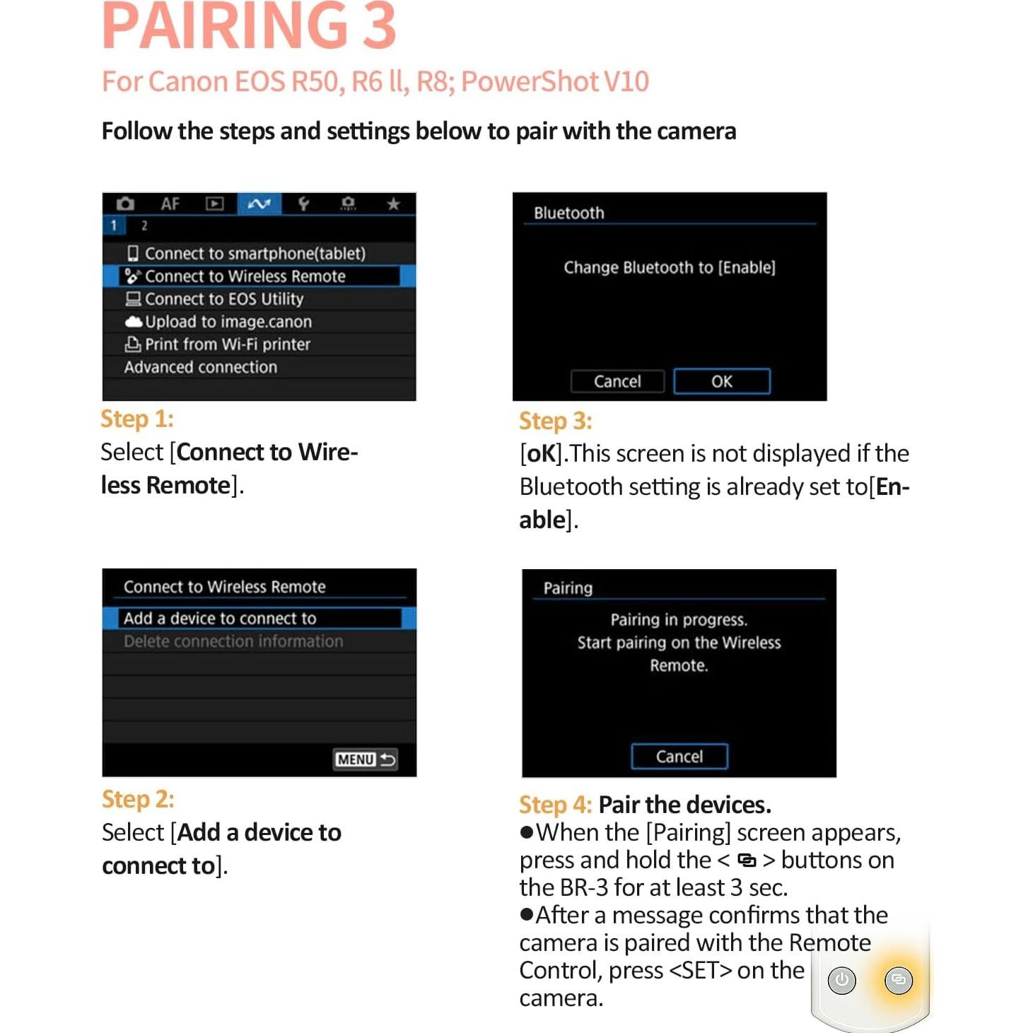 Control Remoto Inalámbrico Recargable Hanpusen para Canon