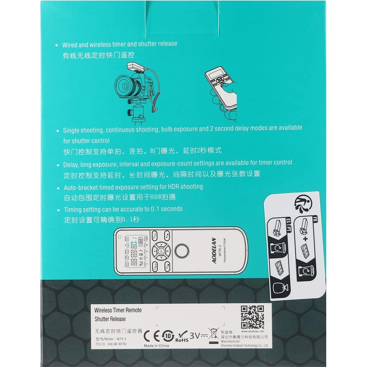 Control Remoto Inalámbrico AODELAN para Canon y Fujifilm