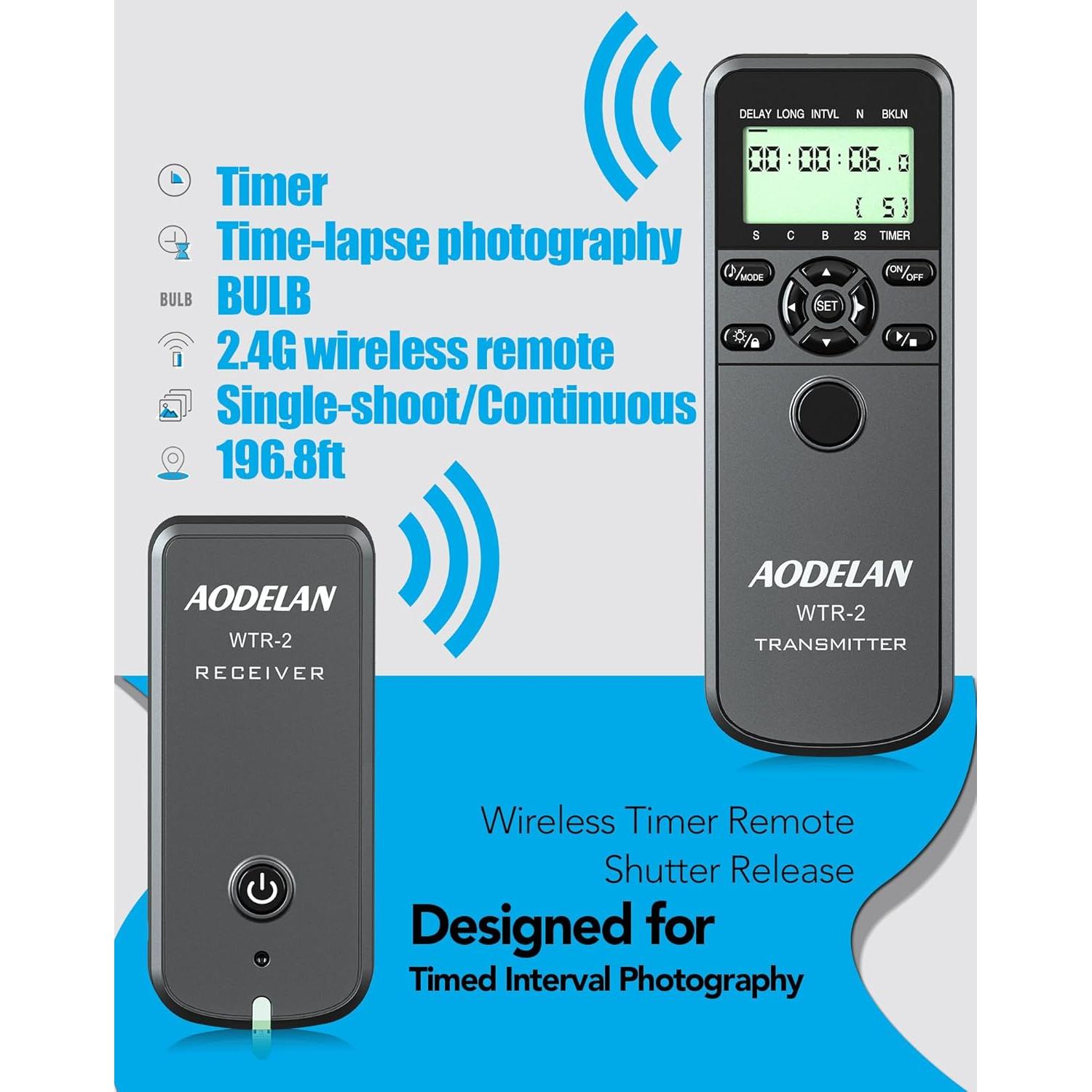 Control Remoto Inalámbrico AODELAN para Cámaras Nikon Z9 D5 D6
