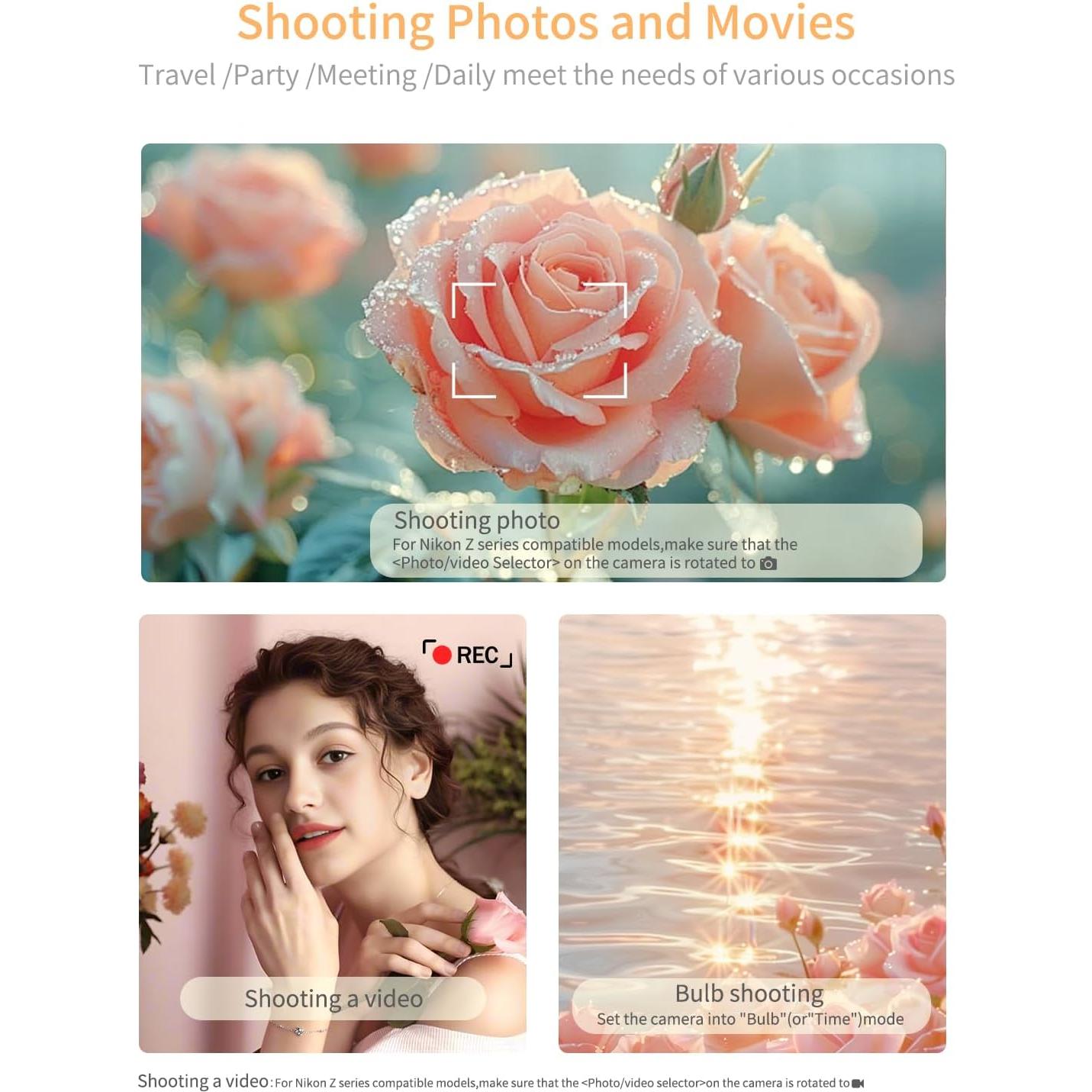 Control Remoto Inalámbrico Aodelan para Cámara Nikon - Disparador Recargable USB-C con Pantalla OLED