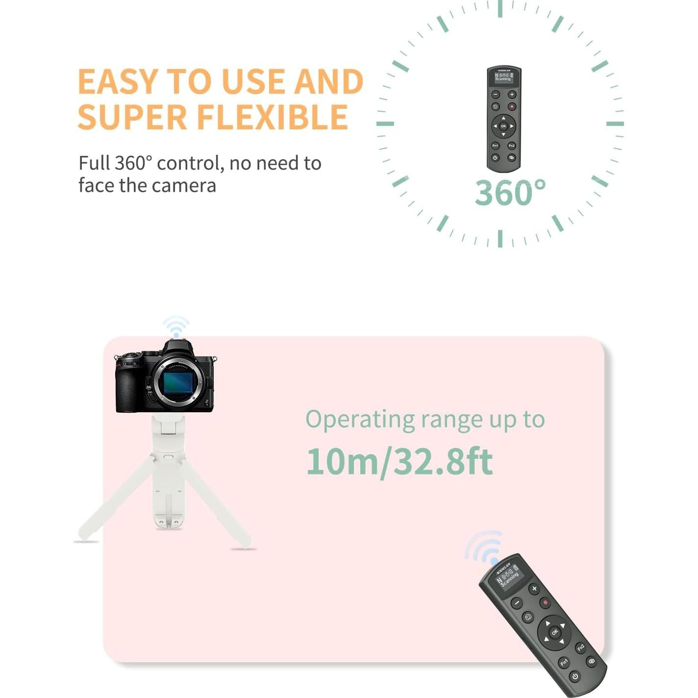 Control Remoto Inalámbrico Aodelan para Cámara Nikon - Disparador Recargable USB-C con Pantalla OLED