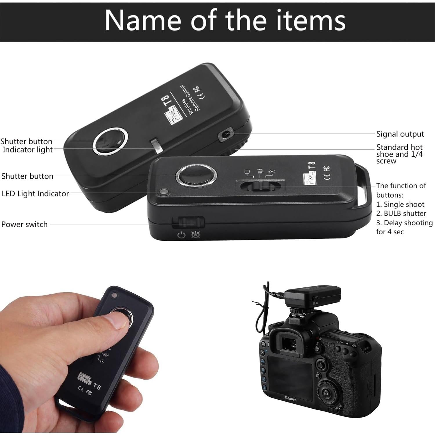 Control Remoto Inalámbrico QILESHI para Cámara Canon y Fujifilm