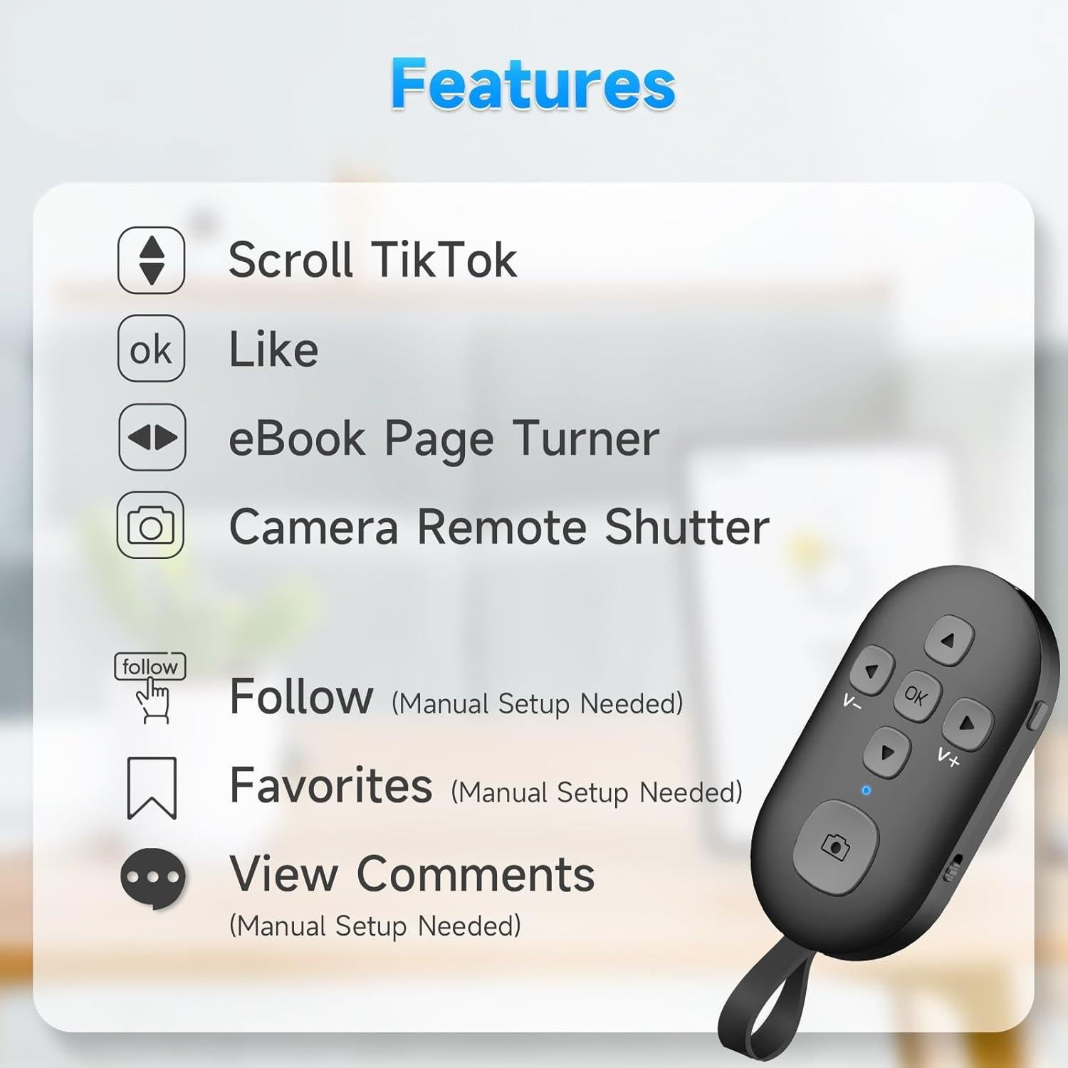 Control Remoto Bluetooth SEANCHEER R1 para TikTok y eBooks