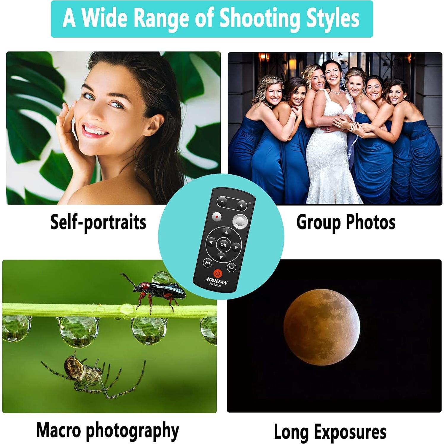 Control Remoto Inalámbrico AODELAN para Cámaras Nikon P1000 Z50