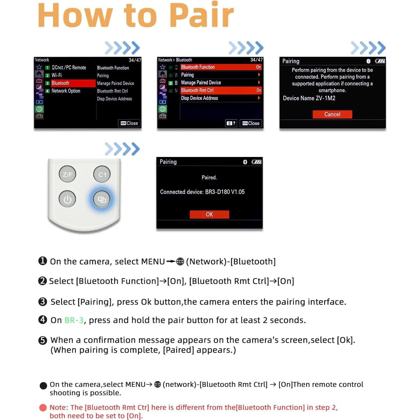 Control Remoto Inalámbrico Aodelan para Cámara Sony ZV-E10, FX3