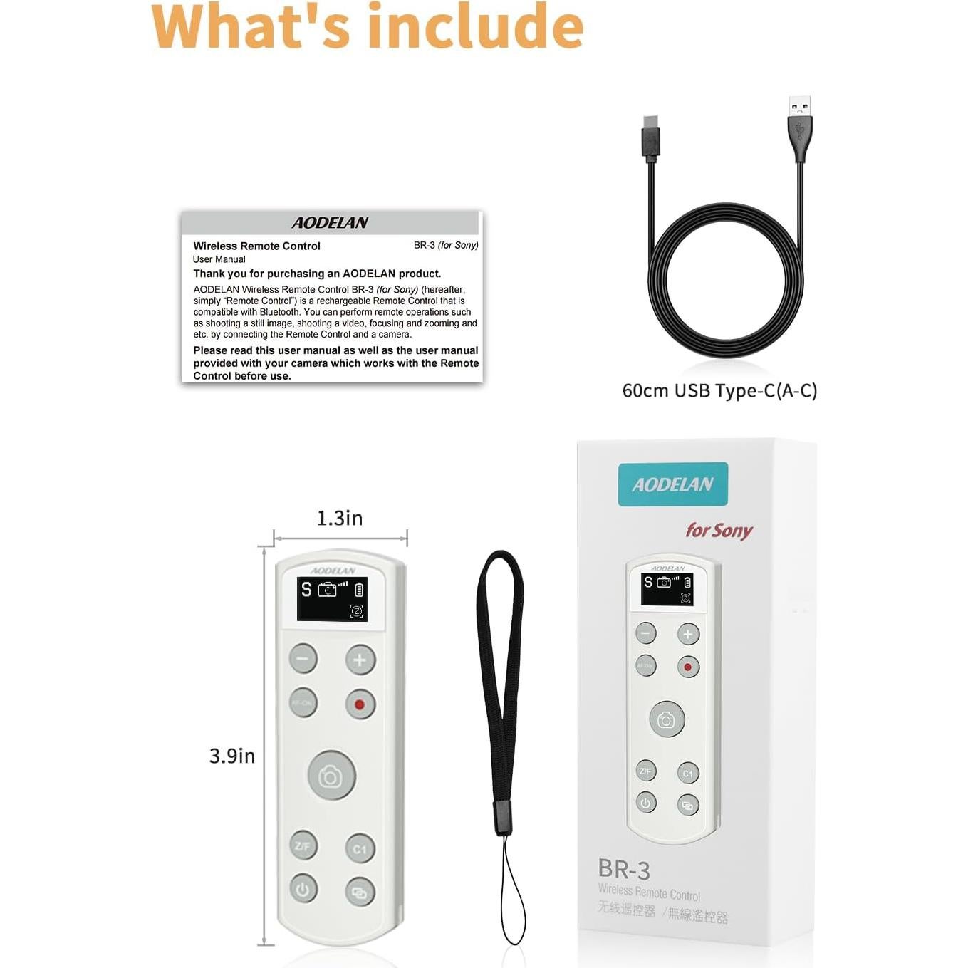 Control Remoto Inalámbrico Aodelan para Cámara Sony ZV-E10, FX3