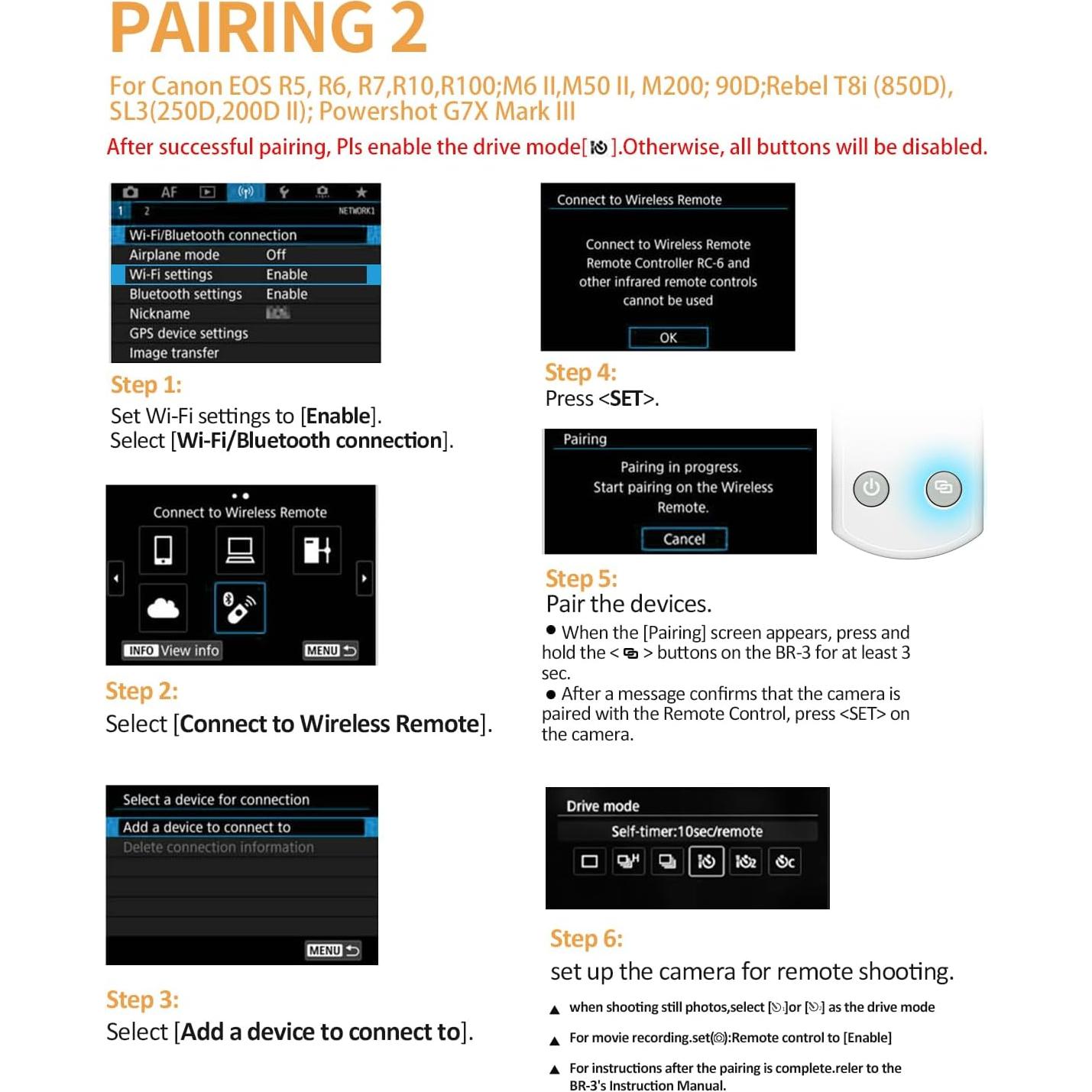 Control Remoto Inalámbrico Canon Aodelan BR-E1 con Pantalla OLED