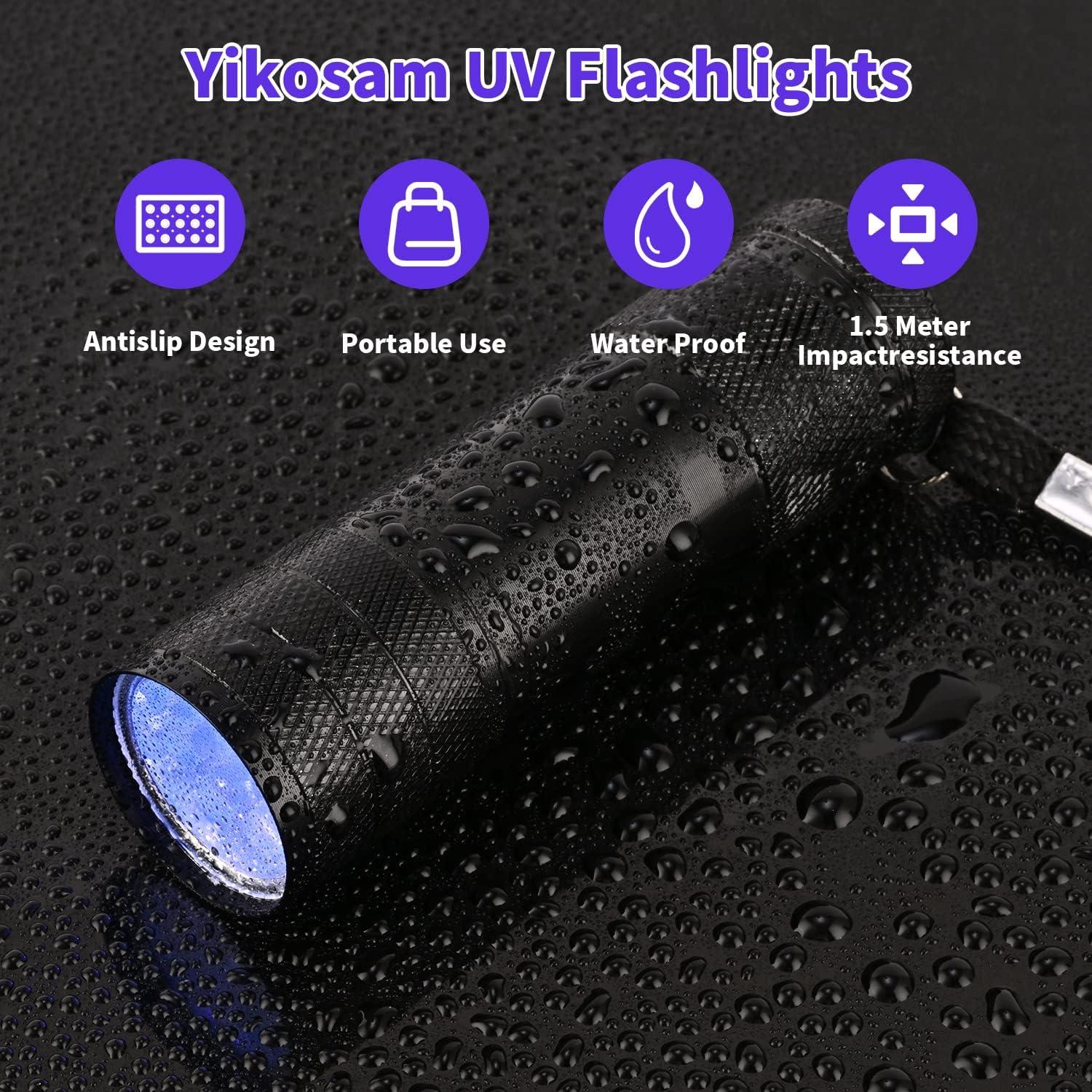 5 Linternas UV YIKOSAM 9 LED 395-400nm Portátiles para Mascotas