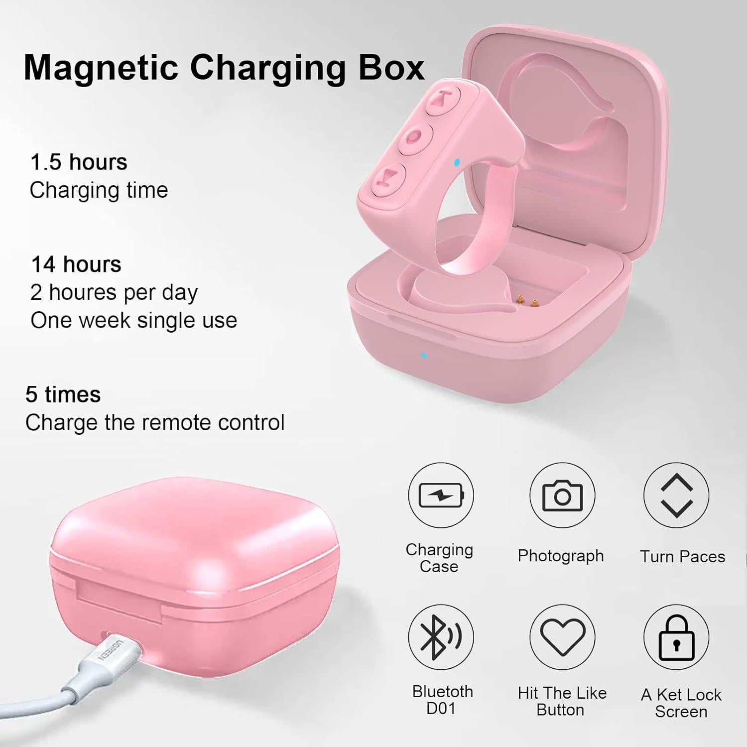 Control Remoto Bluetooth GEVO para iPhone y Android Rosa