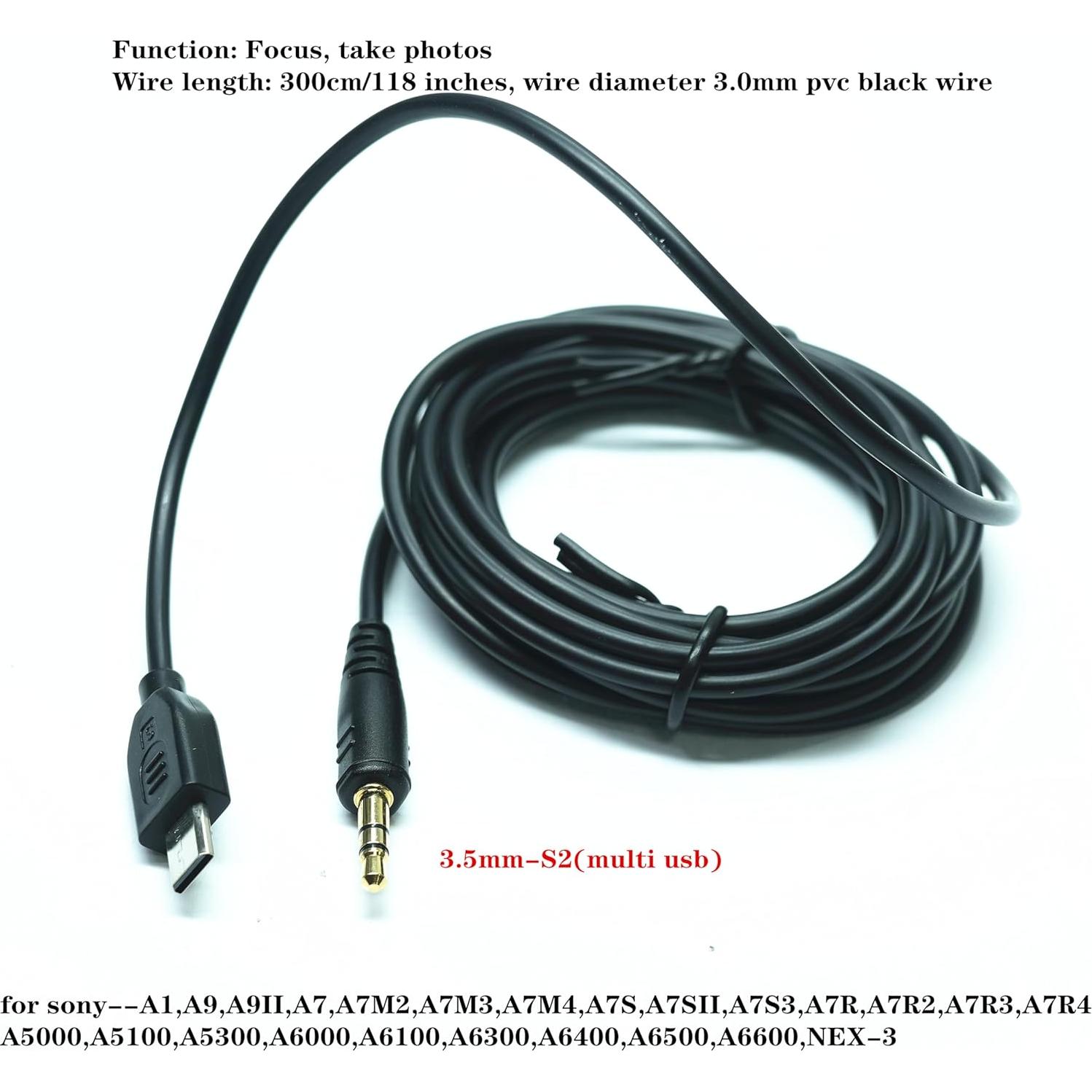 Cable de Extensión 300cm DYTDIEYINGTU 3.5mm-S2 para Cámara Sony