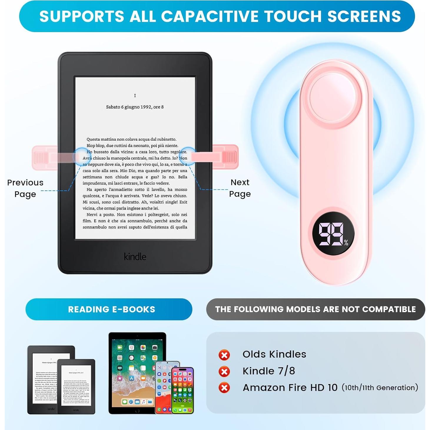 Pasador de Página Inalámbrico para Kindle Paperwhite Rosa