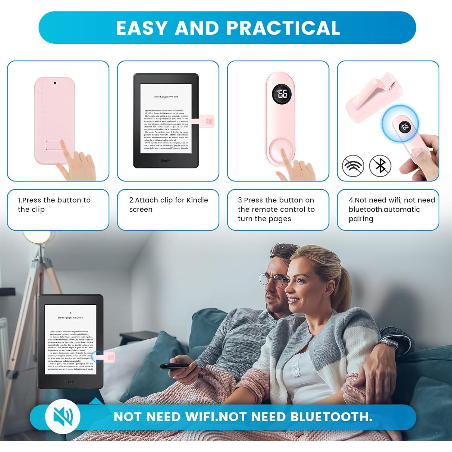 Pasador de Página Inalámbrico para Kindle Paperwhite Rosa