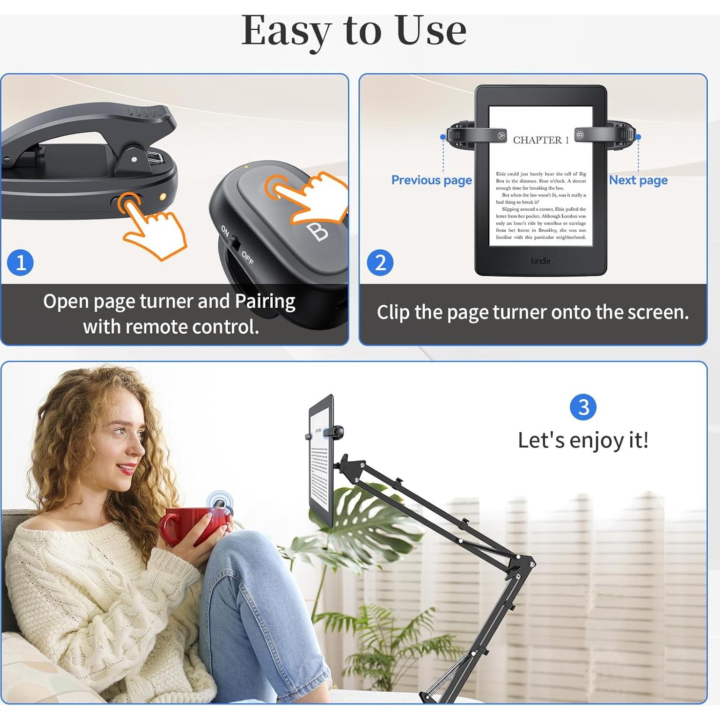 Control Remoto de Anillo para Pasar Páginas Kindle Negro