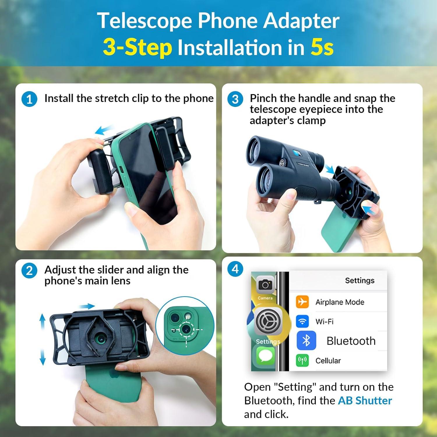 Adaptador de Teléfono APEXEL F002-B para Telescopio y Binoculares
