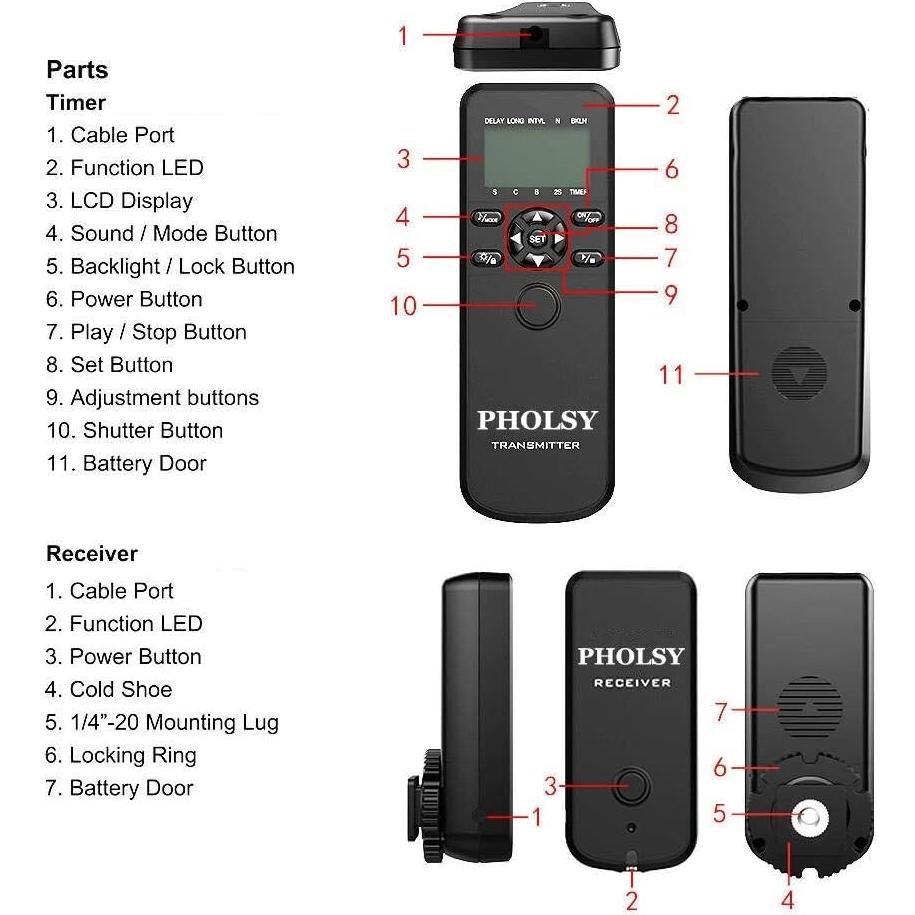 Control Remoto Inalámbrico PHOLSY para Cámaras Nikon