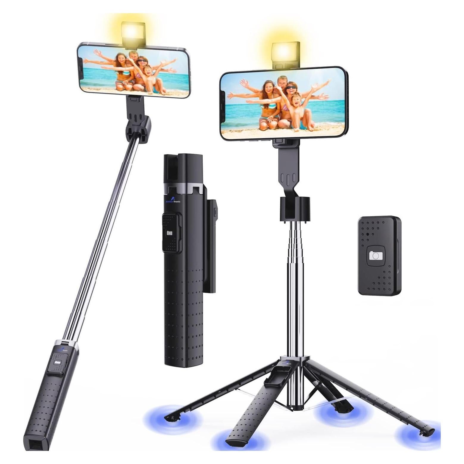 Palo de Selfie Trípode Ambertronix AT-257B con Luz LED